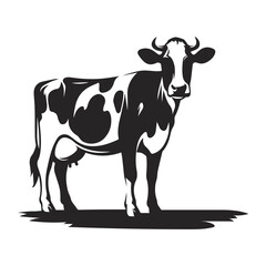 Cow black silhouette vector isolated on white background, ai generated	
