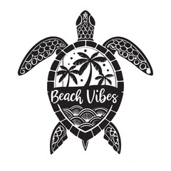 Naklejka premium Turtle Summer Sea Beach Vector Art Design illustration 