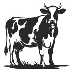 Cow black silhouette vector isolated on white background, ai generated	
