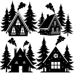 Obraz premium set of christmas trees vector