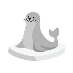 Seal Lion Sitting On Ice Vector style icon. Eps 10 file