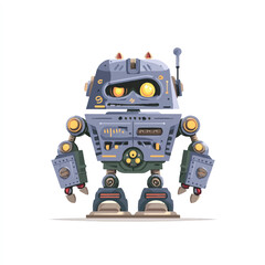 robot isolated in White Background, robot vector, Flat lay vector illustration