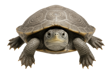 Diamondback terrapin with concentric ring patterns on grayish shell