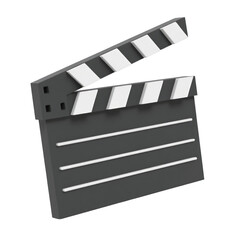 Rendered Movie Clapperboard with White Stripes and Action Slate Floating in Air 3D