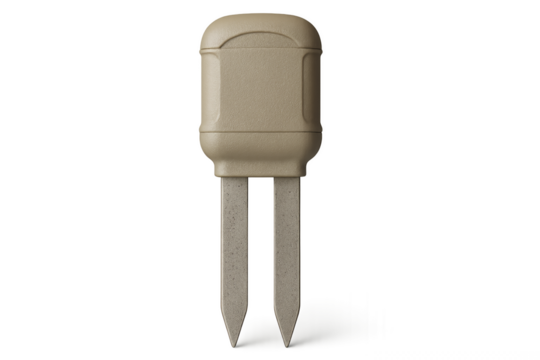 Electrical plug with flat prongs in neutral beige color Isolyate on transparent background 