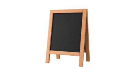 Empty wooden chalkboard menu board isolated on transparent background