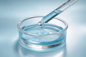 Science Lab: Dropping Blue Liquid into Petri Dish with Precision and Care.