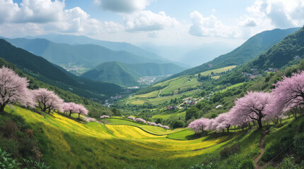 Wuling Farm Taiwan High Mountain Farm Surrounded by Cherry Blossoms and Rolling Hills