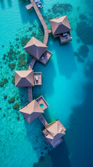Tahiti French Polynesia Overwater Bungalows Surrounded by Coral Reefs and Turquoise Lagoons