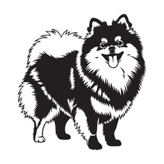 Alert Pomeranian digital black silhouette, perfect for clear and high-quality rendering - Pomeranian silhouette - Pomeranian Vector - Silhouette of Pomeranian - dog silhouette

