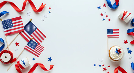 Red White and Blue Festive Table Setting for Fourth of July
