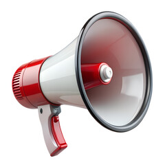 Loudspeaker: A dynamic shot of a red and white loudspeaker, poised to amplify a message of announcement