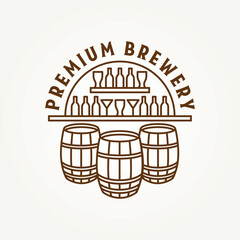 minimalist premium brewery company line art icon logo vector illustration design. simple modern brewing business logo concept