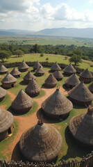 South Africa Zulu Village KwaZulu-Natal Circular Thatched Cone Roof Huts
