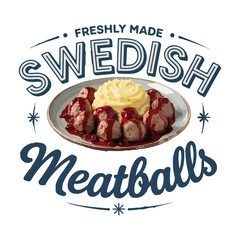 Swedish Meatballs Nordic Retro Badge

