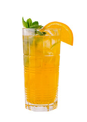 Refreshing citrus drink served in a tall glass with mint garnish