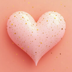 Pastel Pink Heart with Droplets of Golden Sparkles on a Muted Coral Backdrop Adding Vibrance