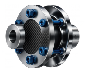 Double disc coupling with a carbon fiber disc for aerospace testing equipment