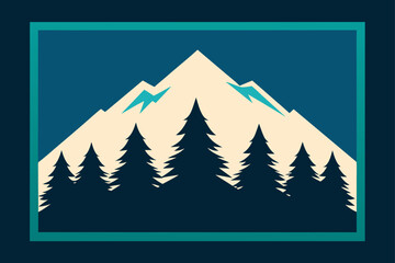 Majestic Mountain Peak and Evergreen Forest A Serene Nature Illustration