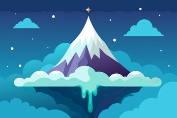 Fototapeta premium Reaching the Summit A Celestial Mountain Illustration