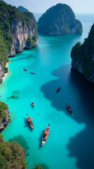 Krabi Thailand Dramatic Limestone Karsts Rising from Turquoise Lagoons