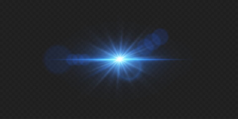 Shining light effect of star and flare. On a transparent background.