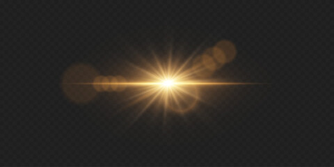 Shining light effect of star and flare. On a transparent background.