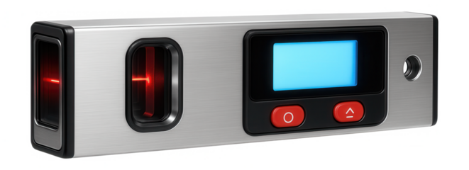Digital laser level with a backlit display for high accuracy in large-scale construction projects.