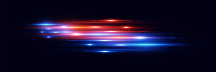 Colorful glowing light neon lines, with red and blue speed lines effect.