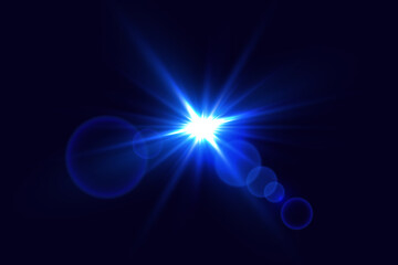 Blue star flare light effect. Vector illustration EPS10