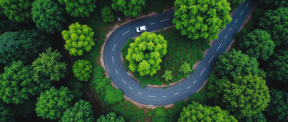 Aerial View of the Winding Road – Drone Top-Down High-Angle Shot