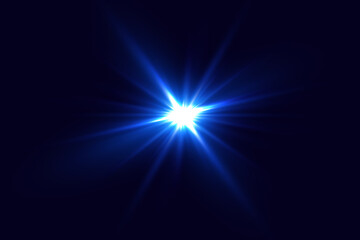 Blue star flare light effect. Vector illustration EPS10
