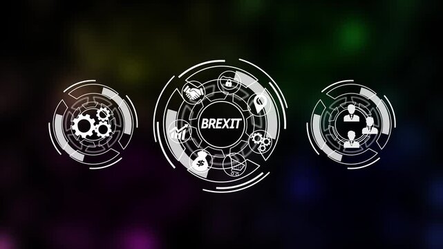  brexit concept animation. Business, Technology, Internet and network concept. Business model concept animation. Business, Technology, Inte.Concept of digitization of business processes.