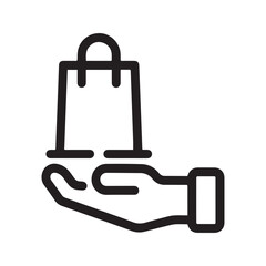 Hand Holding Shopping Bag Icon for E-commerce and Retail Services