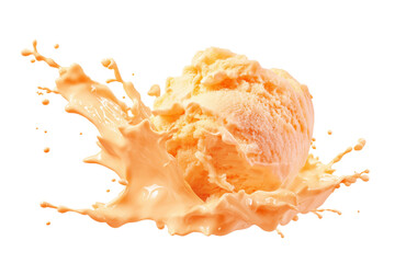 Fototapeta premium delicious scoop of orange ice cream with splash effect isolated on white background