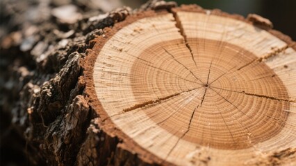 The cross - section of a tree stump clearly shows the annual ring patterns, presenting the traces of the tree's growth over the years and the beauty of nature.