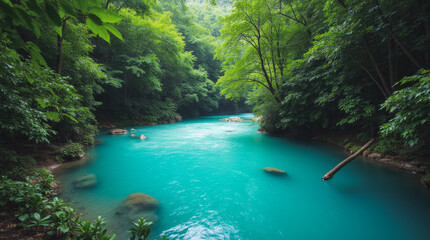 Rio Celeste Costa Rica Bright Turquoise River in a Lush Rainforest From Natural Minerals