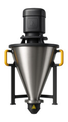 Vertical dry mix blender with a conical hopper and top-mounted motor for a construction materials plant