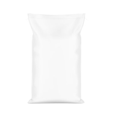 Woven sack bag bag mockup for chemical products and etc. High realistic. Vector illustration isolated on white background. Ready for use in presentation, promo, advertising. EPS10.
