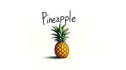 Hand-painted pineapple with bold black outlines and uneven brush strokes, featuring hand-painted “Pineapple” text