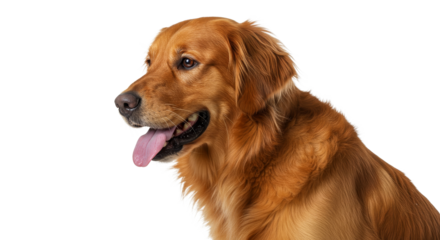 Dog Profile with Tongue Out Looking Left on White Background