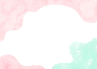 ピンクとミントカラーの水彩フレーム © gurigon