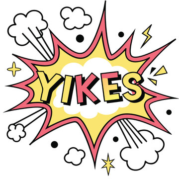 Colorful comic explosion graphic yikes