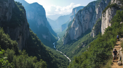 Vikos Gorge Greece One of the Deepest Gorges with Steep Cliffs and Lush Vegetation