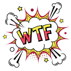 Colorful speech bubble wtf graphic design