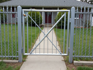 Functional Tubular Steel Man Gate in an Average Neighborhood