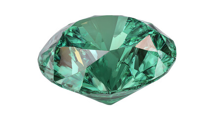 Emerald Cut Green Diamond 3d rendered, isolated on transparent background