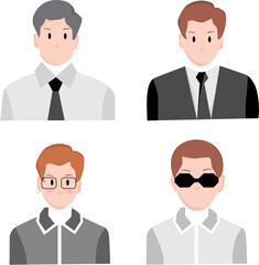 Cartoon vector set of diverse business people in office suits