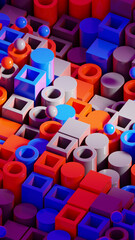 Abstract 3D Geometric Shapes Render