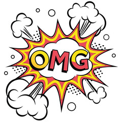 Comic book style omg speech bubble